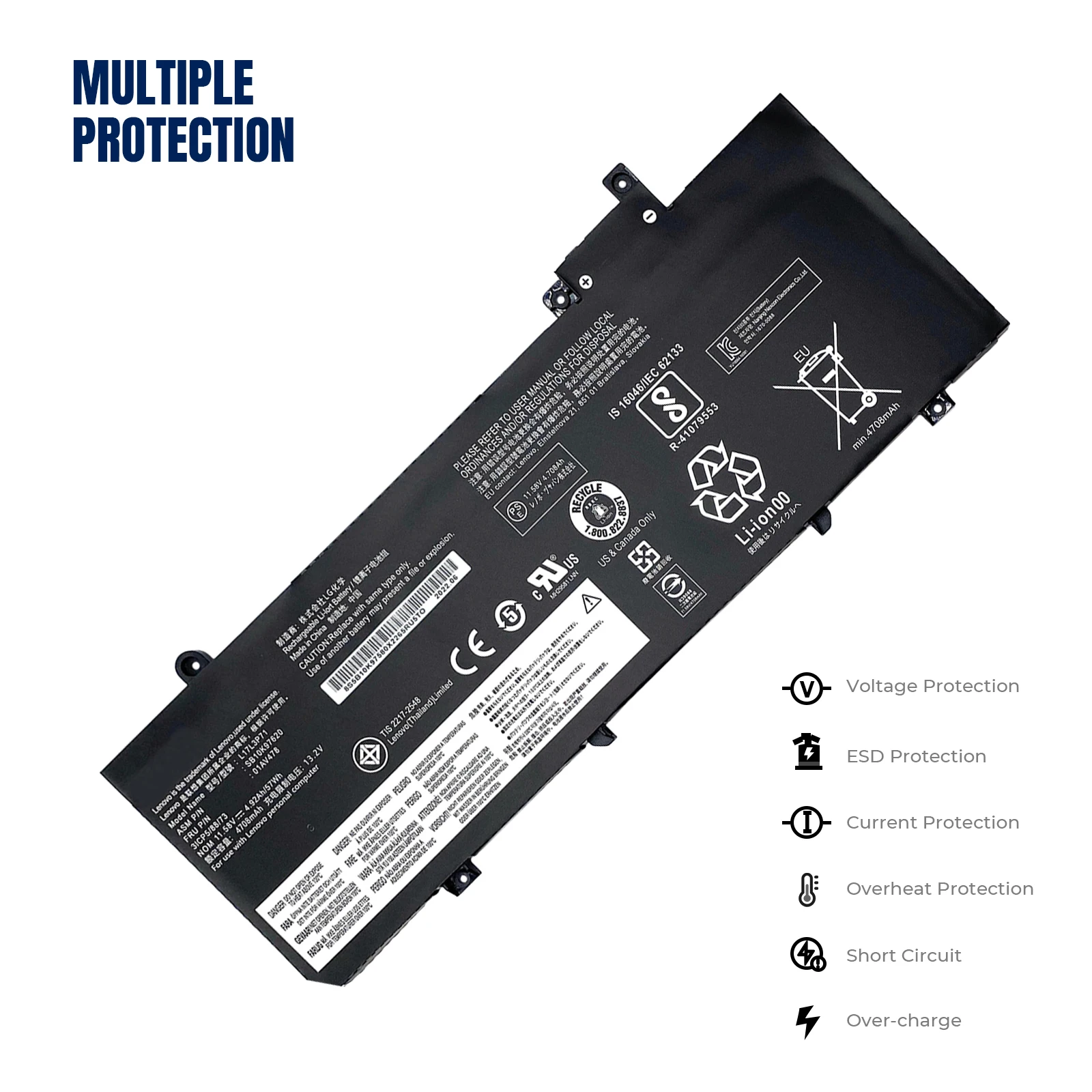 YOOFAN batería original para Lenovo ThinkPad T480S, 01AV480, SB10K97622, L17M3P71, L17L3P71, 01AV478, 01AV479, SB10K97621