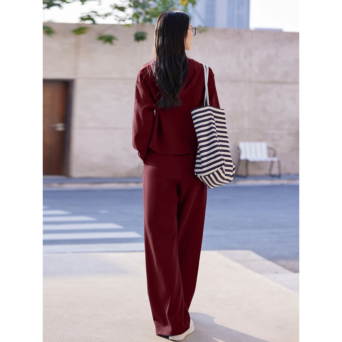 VIMLY Women's Hooded Sweatshirt Wide Leg Pants Two-piece Set 2026 Fall Sports Casual Fashion Loose-fit Matching Outfit A0675