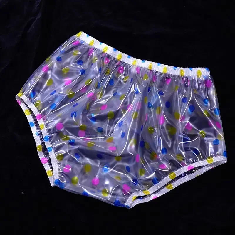 PVC Dots Graphics High Waist See Through Waterproof Briefs Live  Dance Show Party DJ Club Private Party Soft Touch ABDL Big