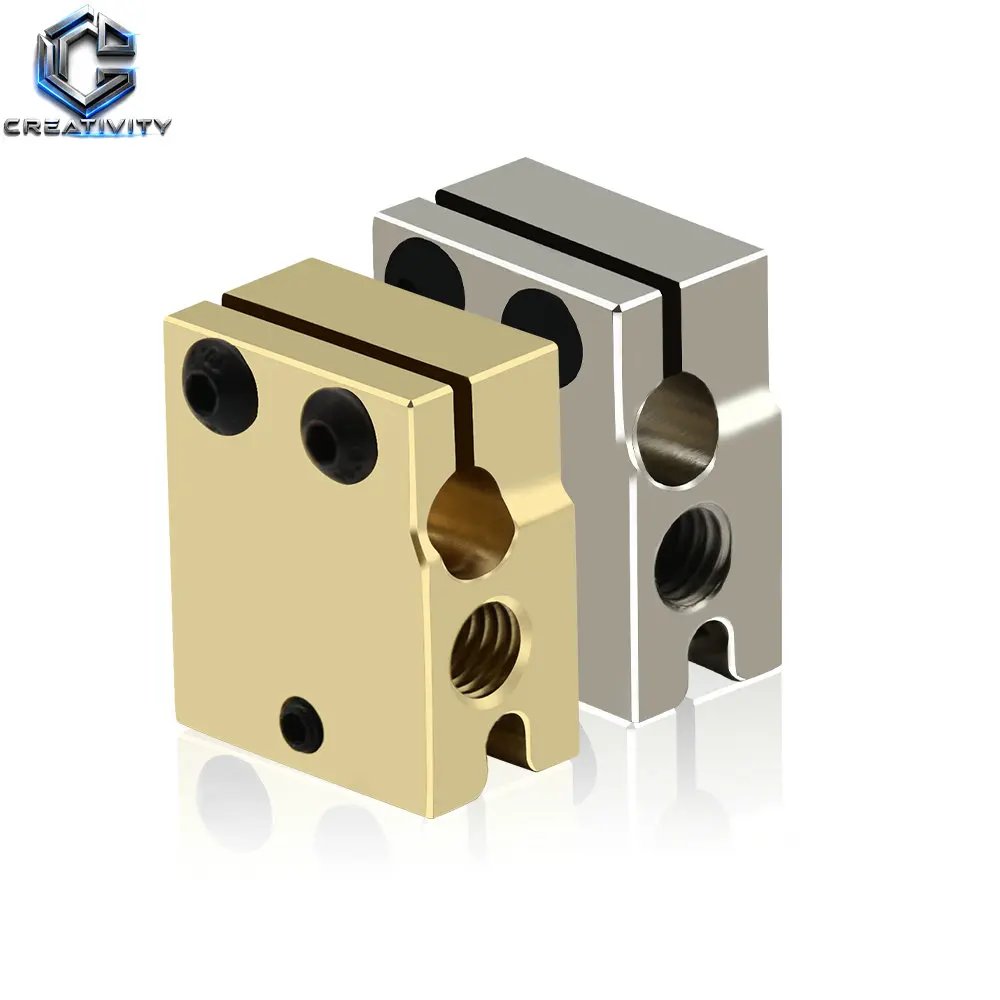 High Quality PT100 Volcano Heated Block Hotend Aluminum Brass Copper Plated Heating Block Volcano Heatblock 3D Printer Parts view 3