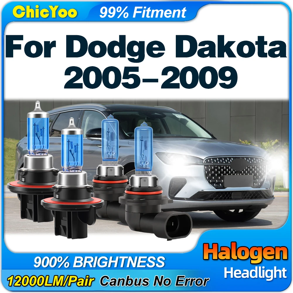 

200W 12V Super Bright Halogen Headlights Bulbs 6000K Super White Car Fog Lamps For Dodge Dakota 2005 2006 2007 2008 2009