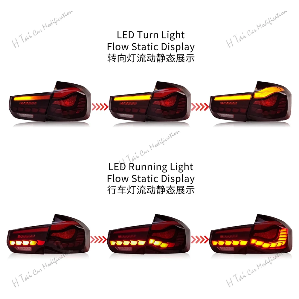 Para tylnych lamp LED do BMW serii 3 F30 F35 320i 328i 335i M3 2013-2020, tylne światła, lampy zespolone, światła przeciwmgielne, komplety oświetlenia samochodowego
