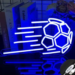 Football Neon Sign Soccer Led Neon Light for Wall Decor,Powered by USB, Aesthetic,Sports Neon Signs for Room Bedroom Shop Decor