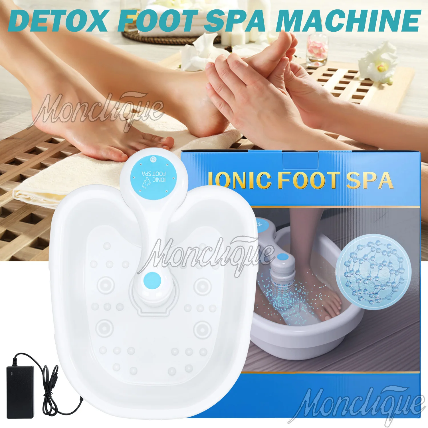 

Electric Ion Detoxification Foot Bath Machine Hydrogen Therapy Vibrating Whirlpool Foot Spa Massager Spa Clean Relaxation Feet