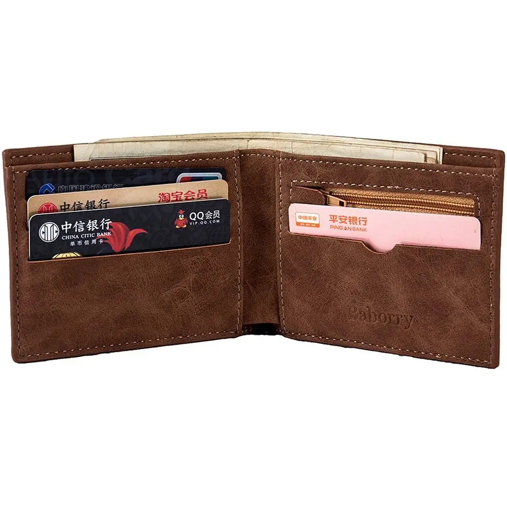 New Men's Business Wallet Classic Spliced Zipper Multi Card Short Wallet Large Capacity Card Bag Zipper Wallets