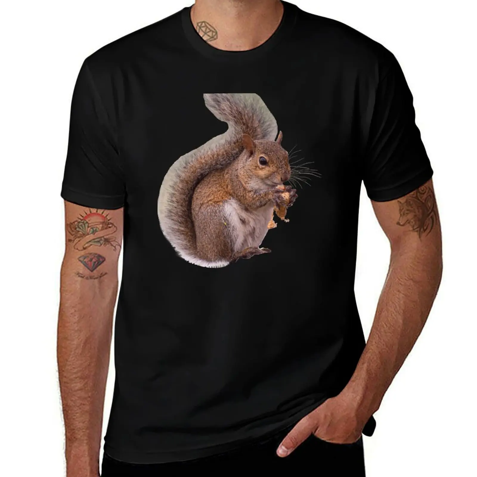 Small wild animal cute Florida squirrel close-up T-Shirt Summer Fashion Casual Tee Shirt T-Shirt