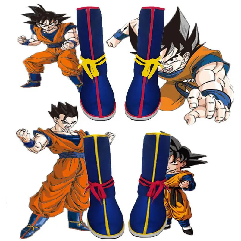 

in stock Dragon Ball Super Saiyan Shoes Son Goku Cosplay Long Boots Stage Comic Show Performance Shoes Anime Holiday Gift