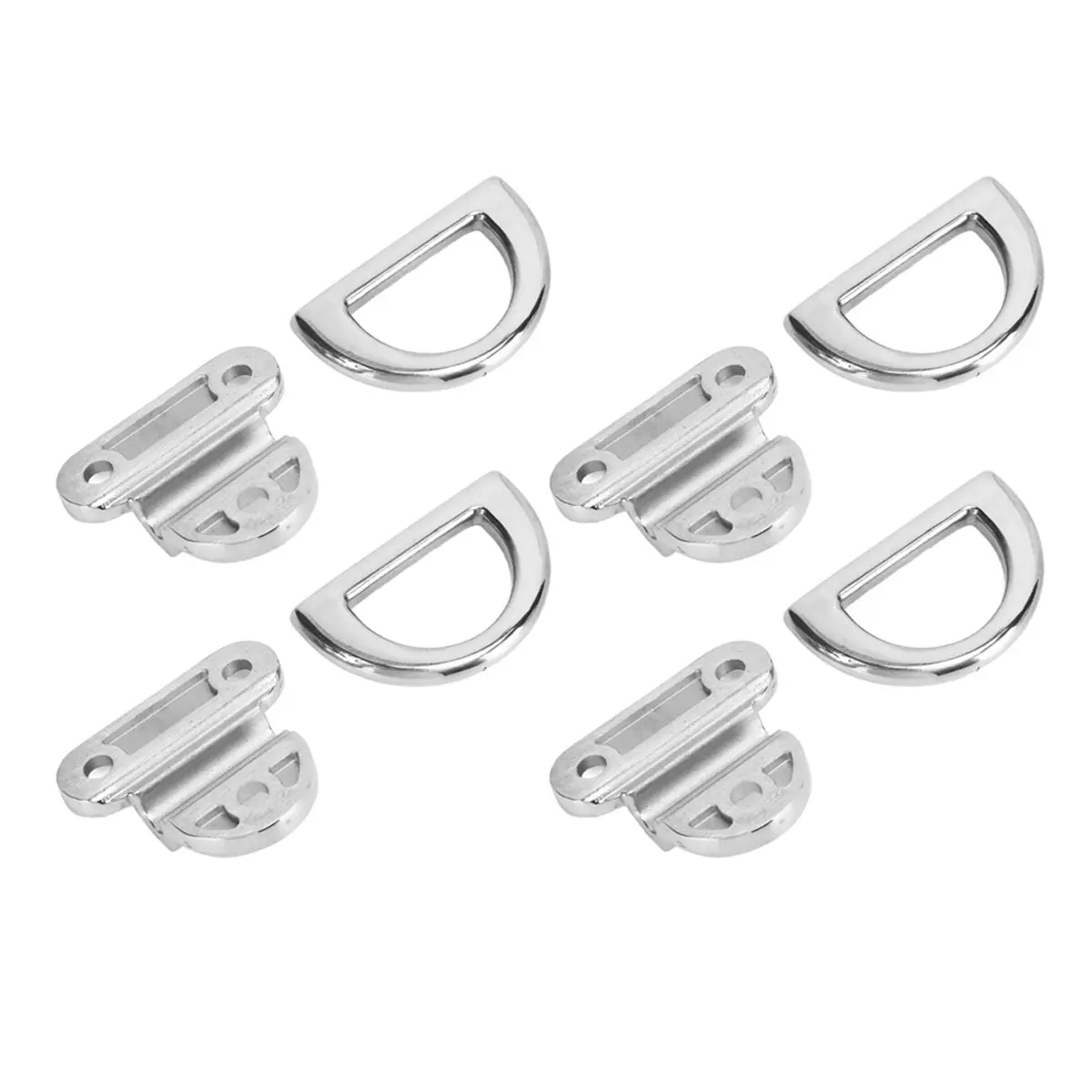 A95G 4 Sets Marine Grade Folding Pad Eye 316 Stainless Steel Marine 8MM D Shaped Connecting Rings Folding Pad Eye Hooks