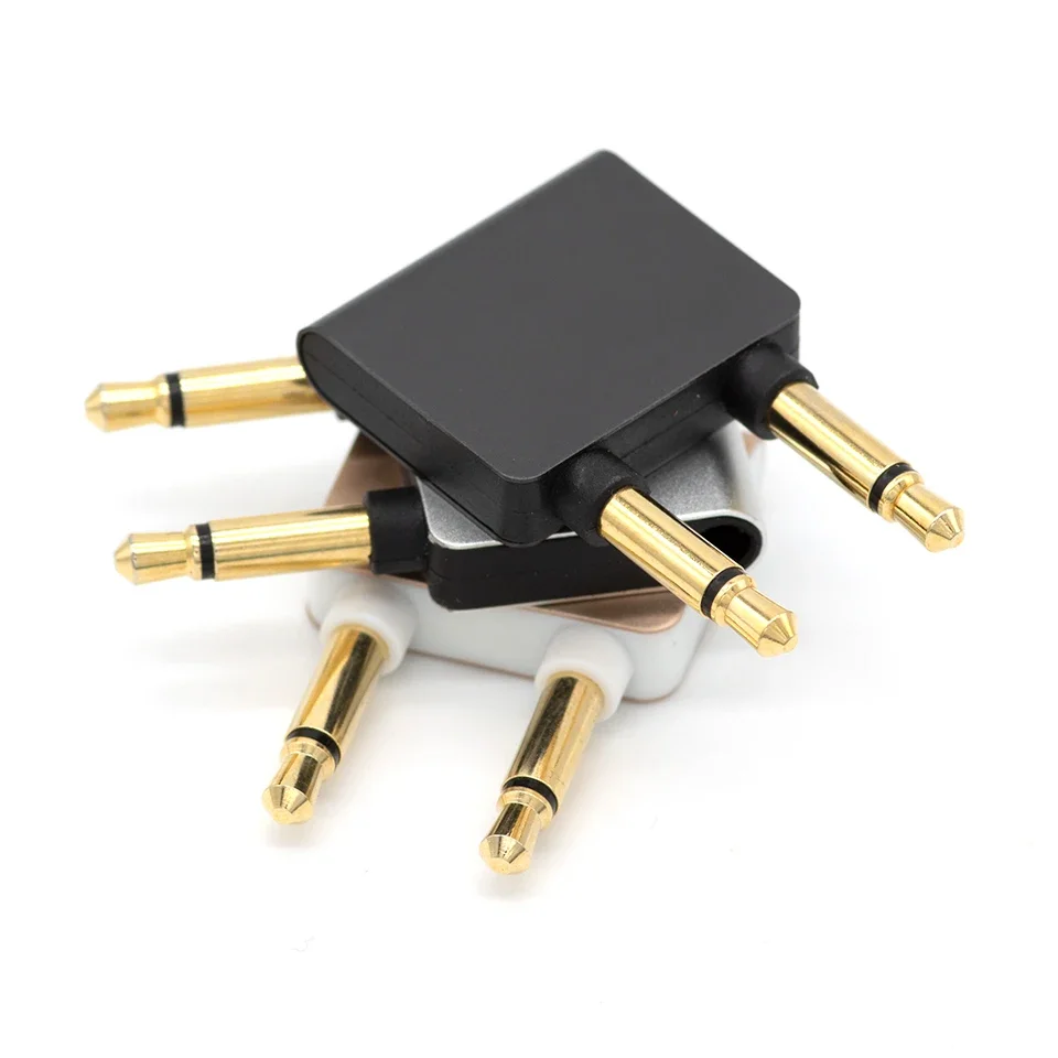 Gold-plated metal shell aircraft 3.5 mm aircraft aircraft headset mono audio converter travel jack plug distributor adapter