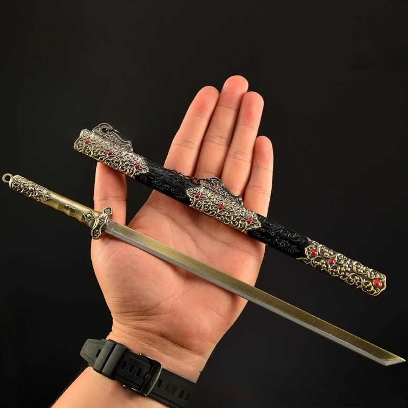 30cm/11.81in china animação arma periférica modelo espada geral tang faca com bainha brinquedo espada metal artesanato ornamento presente