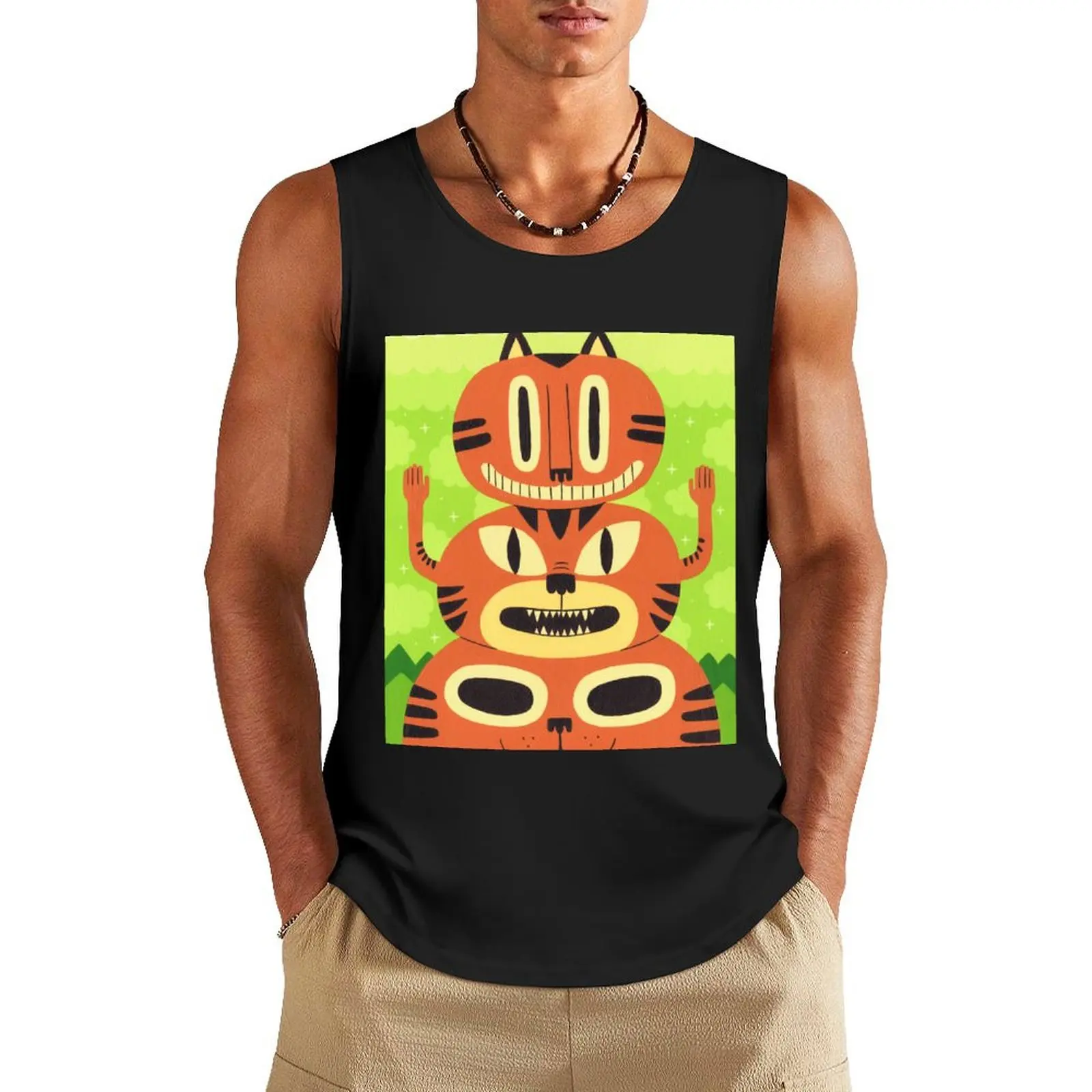 Totem Cat Tank Top bodybuilding t-shirt Sleeveless top Gym clothes