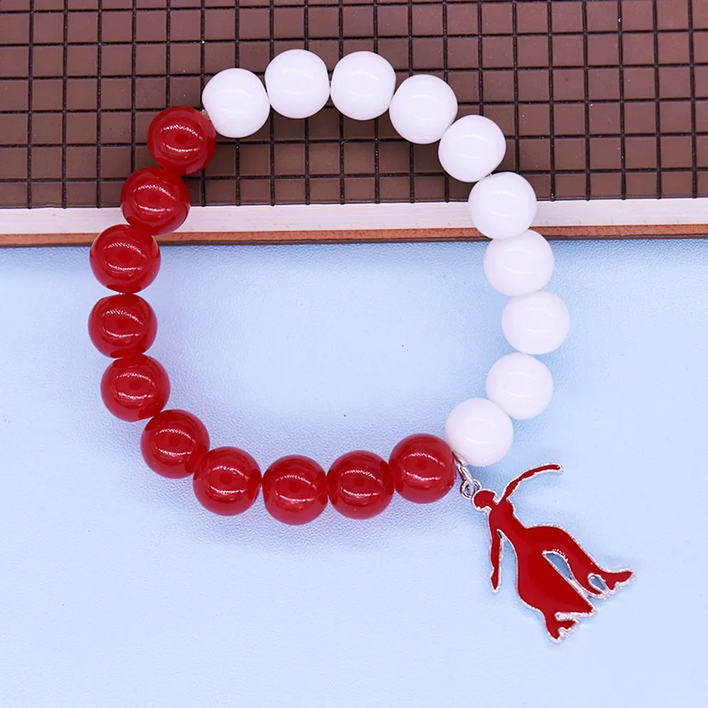 Cuentas de vidrio elásticas hechas a mano, pulseras de organización del Delta griego, Soror, colgante de fortaleza, dama roja, regalos, 10MM