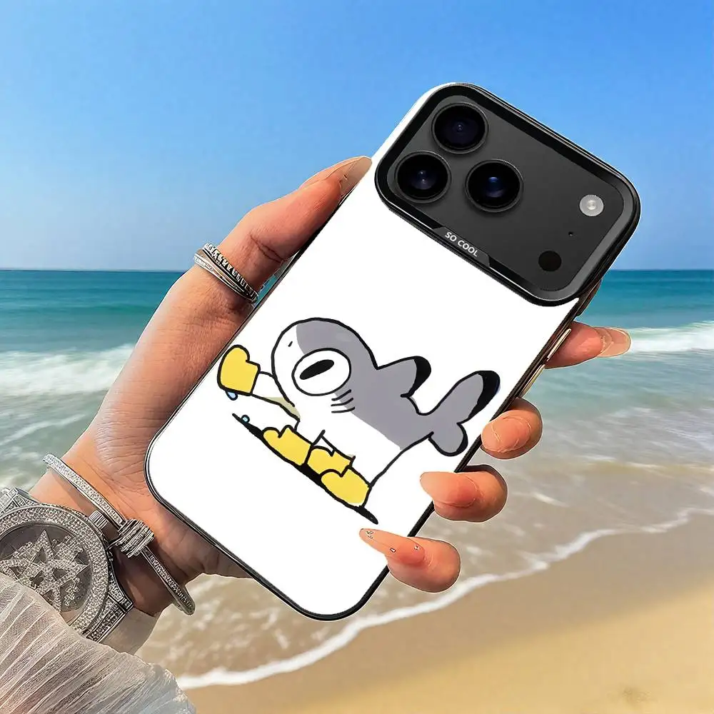 Cute Cat Shark Phone Case Black case for iPhone17,16,15,14,13,12,Pro,Max,Plus,E,SE4,Air,Mini