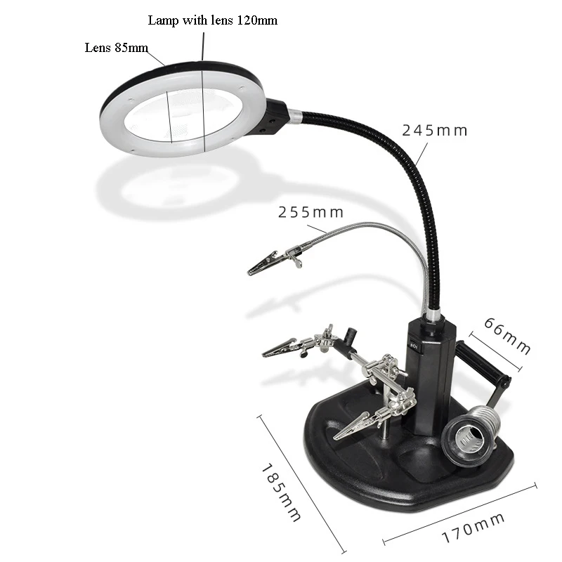 Circuit Board Welding Fixture With LED Magnifying Glass Clip Clamp Third Hand Helping Desktop Magnifier Soldering Repair Tool