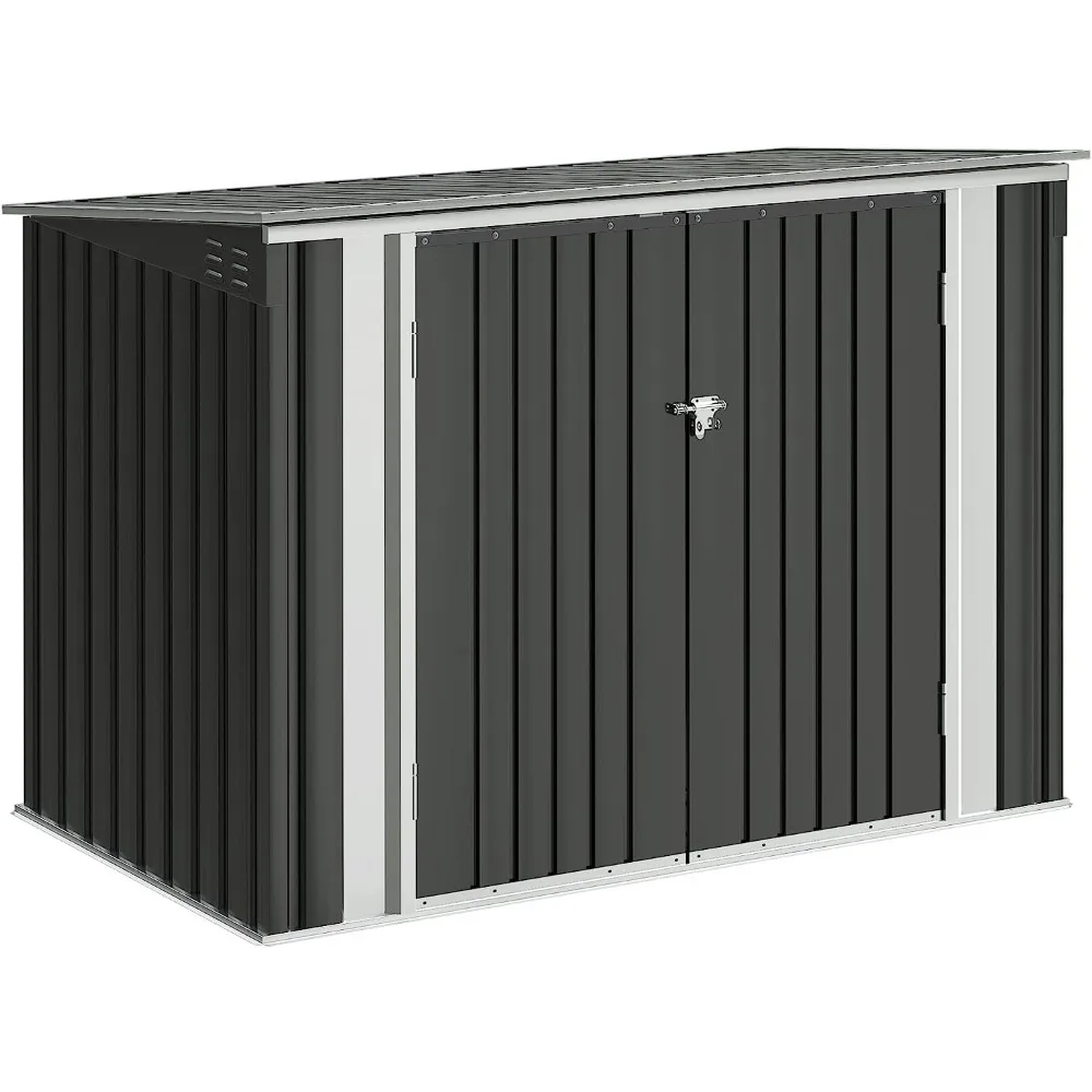 Outdoor Storage Shed by Devoko - 5.8 x 3.3 FT Metal Trash Shed with Waterproof Design, Lid Chain, and Hydraulic Gas Rod for Easy