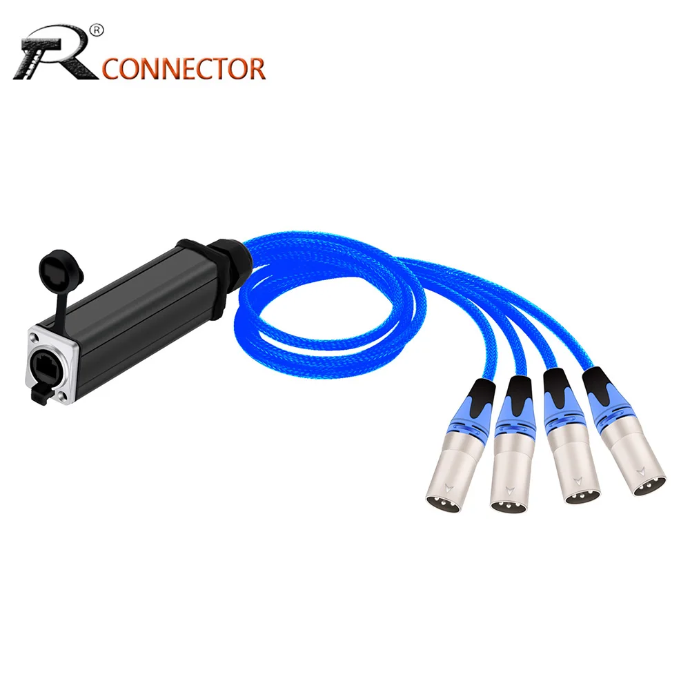 

RJ45 to 4 Channel 3Pins XLR Extender Multi Network Receiver Audio Cable Splitter for Network Extension Stage Studio Recording