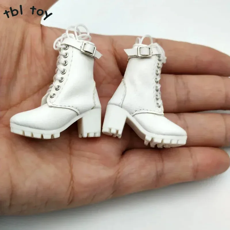 

White 1/6 Scale Hollow Boots Lace-up High-heel Pu Leather Shoes Solid Model for 12in Action Figure Toys Accessory