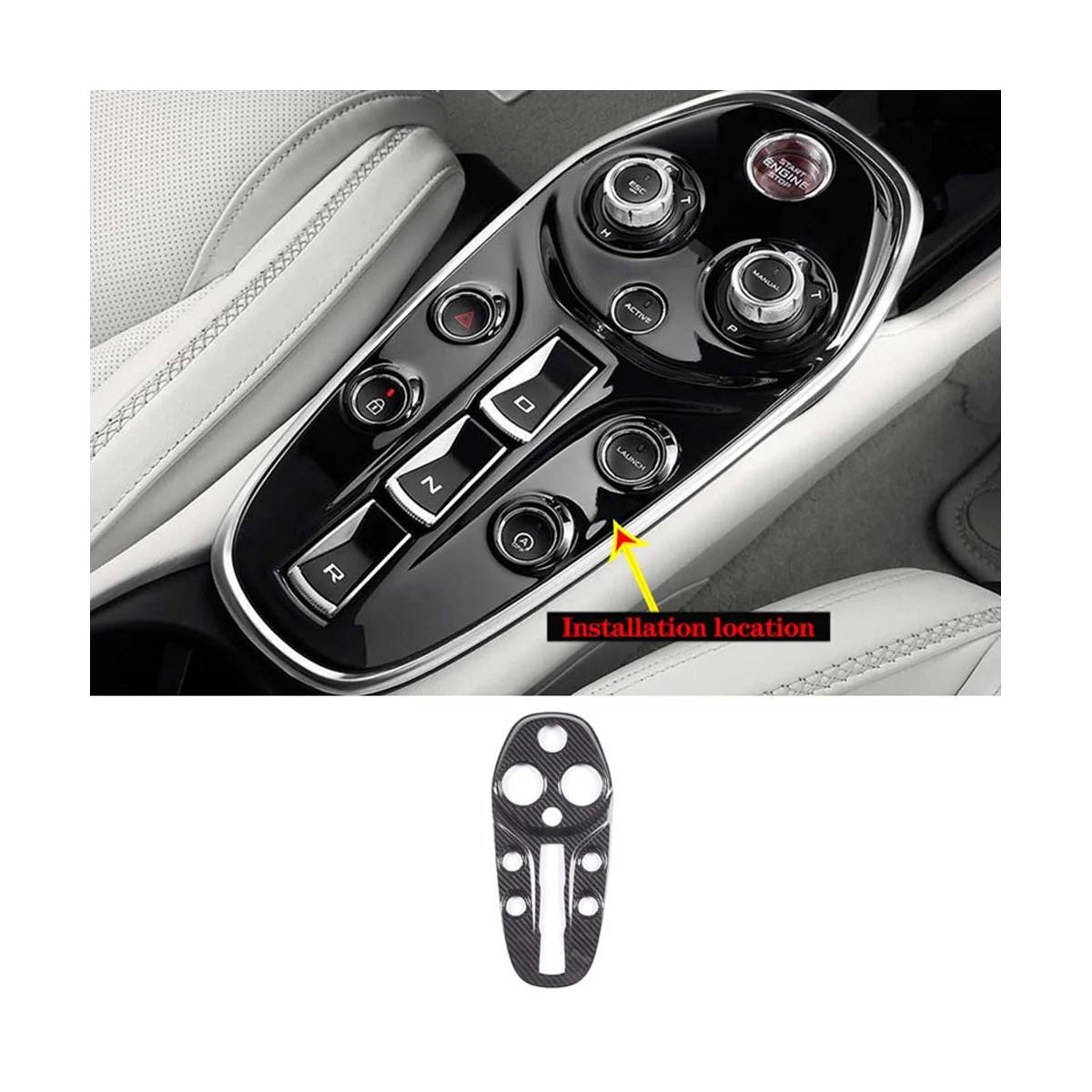 Dry Carbon Fiber Car Central Console Gear Shift Panel Trim Decoration Cover for McLaren GT 2019-2022 Accessories