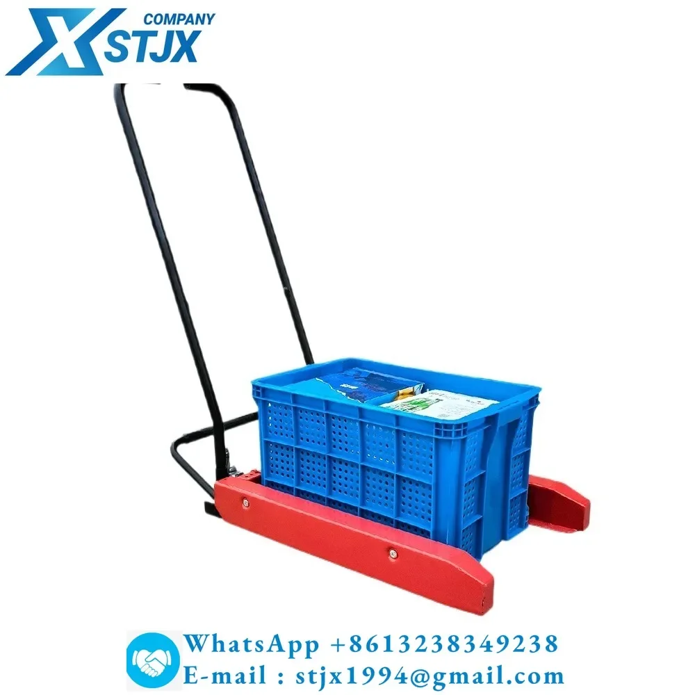 Turnover box handling forklift plastic basket tool cart manual trolley