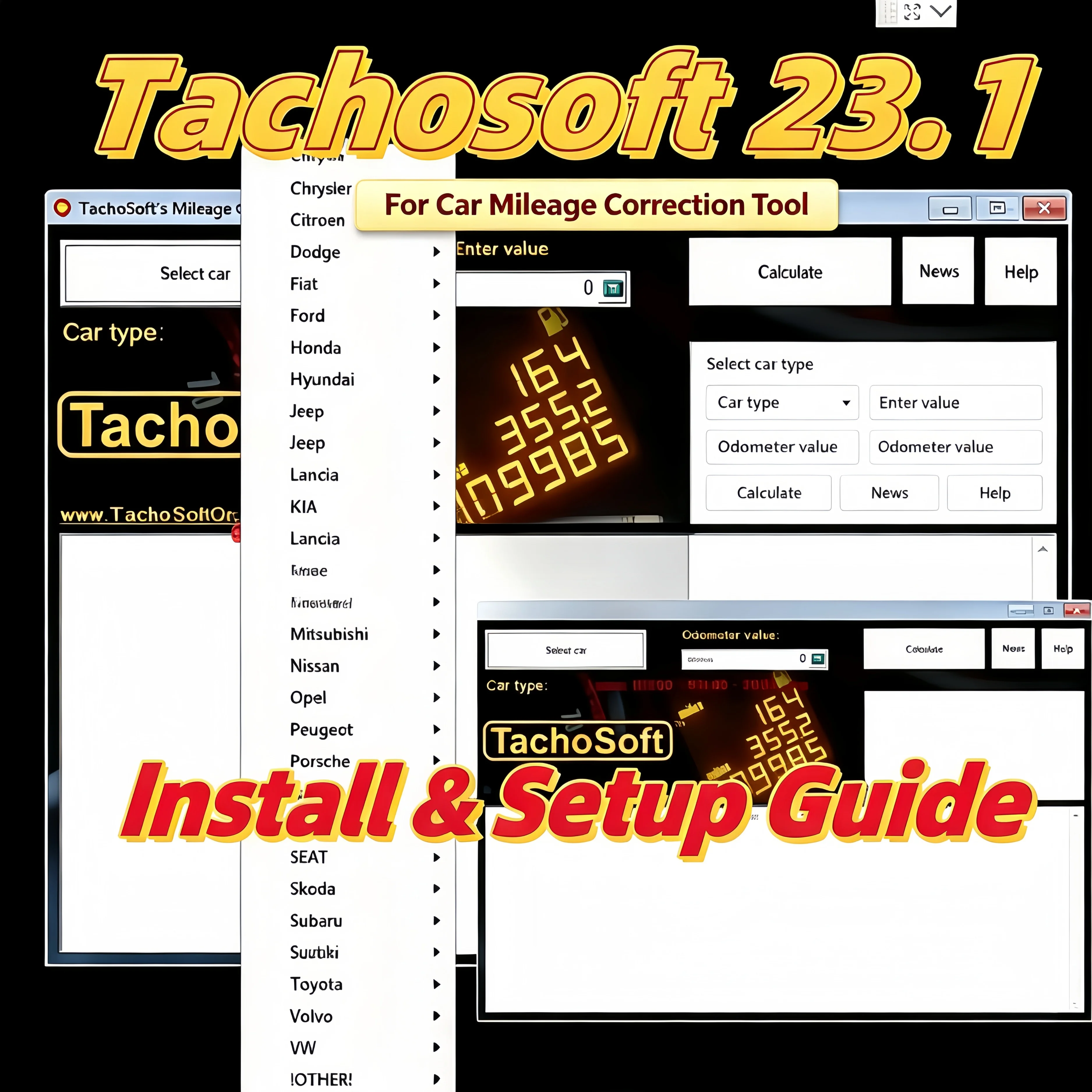TachoSoft V23.1 Mileage Calculator Software + AutoSmart Repair eBooks, Professional Mileage Correction Tool Support Multiple Car
