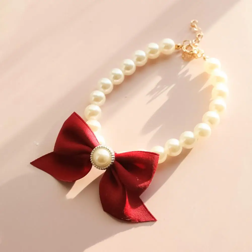 Cat Necklace  Adjustable   Pet Jewelry Puppy Imitation Pearl Collar Cat Wedding Jewelry