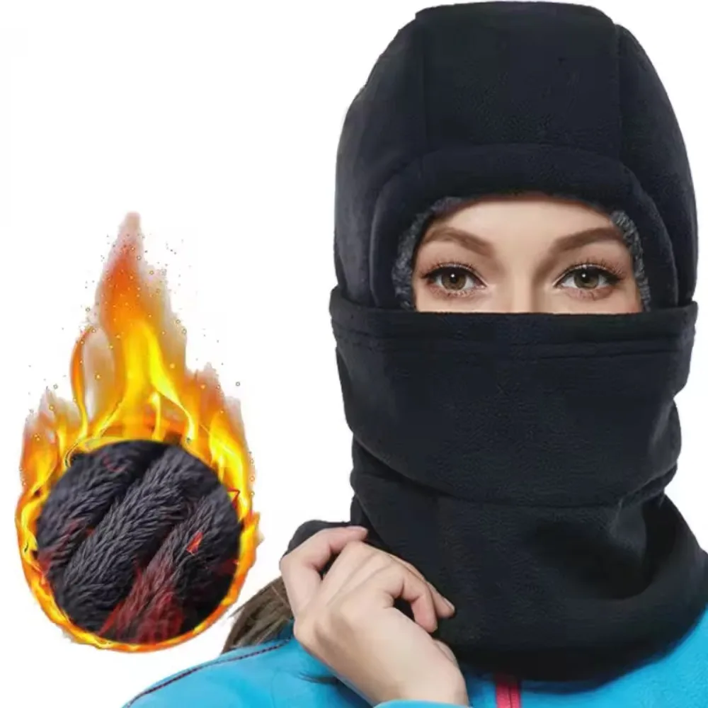 

Winter Cycling Hats Ski Mask Fleece Scarf Windproof Full face Ear protection cold Warmer thickening Sports head cover Men Women