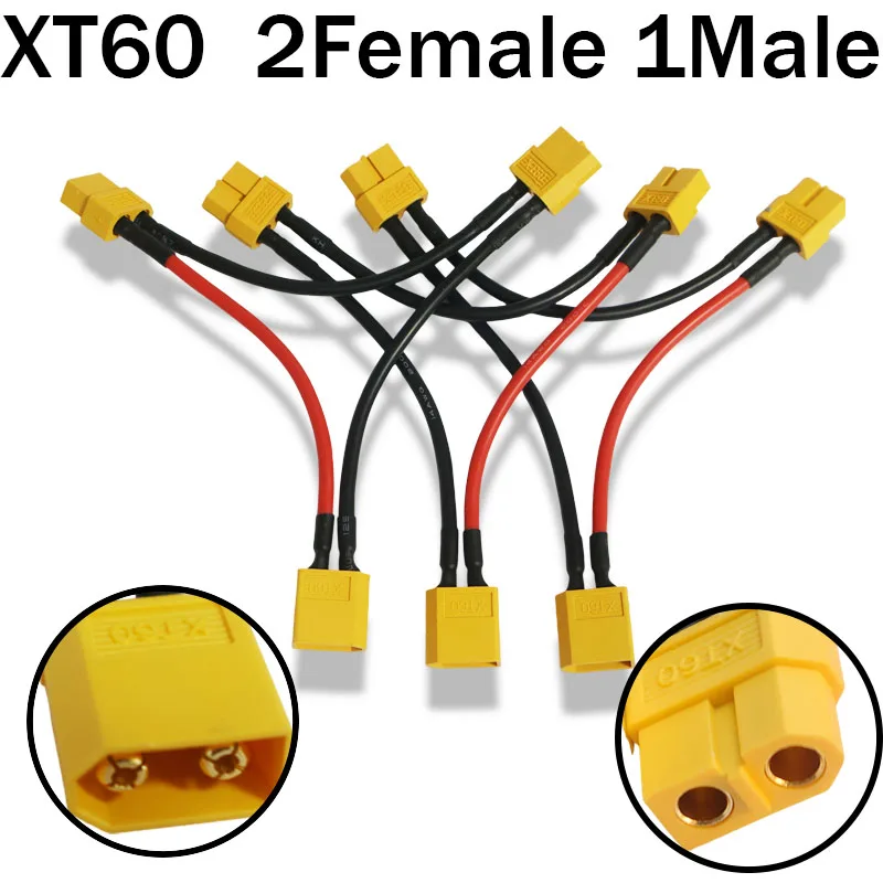  XT60 Connector Male to Female Battery Adapter Series Y Shape Rc Helicopter Connection Cable 14AWG 10CM Heat-Resistant Silicone 