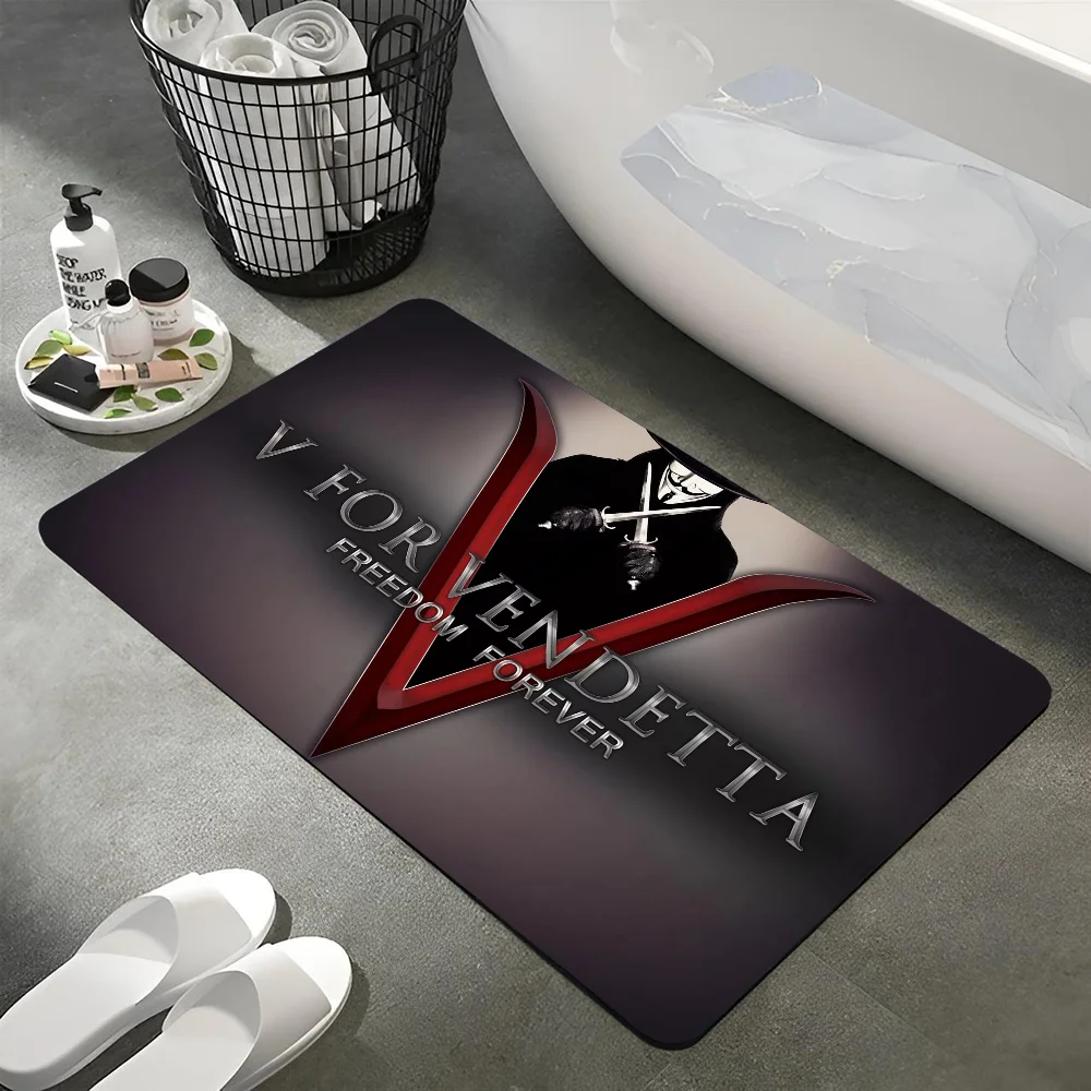 1PC 1PC D-disney V For Vendetta Floor Mat Home Bedroom Kitchen Non-slip Floor Rug, Absorbent Anti-fouling Door Mats