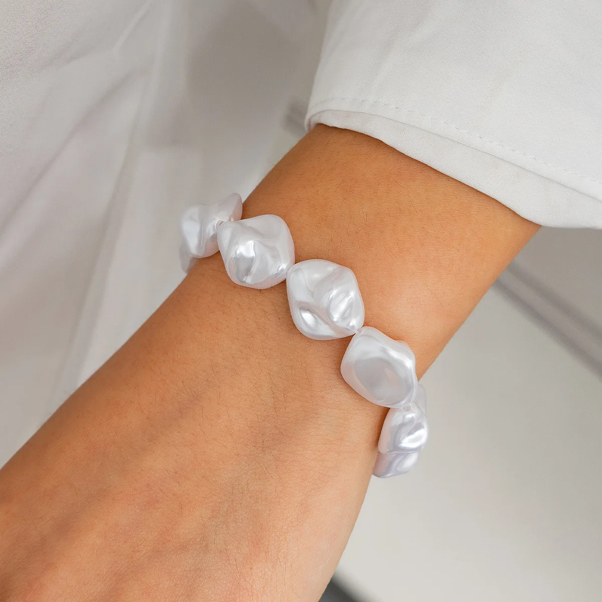 Vintage Irregular Imitation Pearl Bead Bracelet 2024 Women's Simple Sweet Romantic Girls Wedding Fashion Jewelry