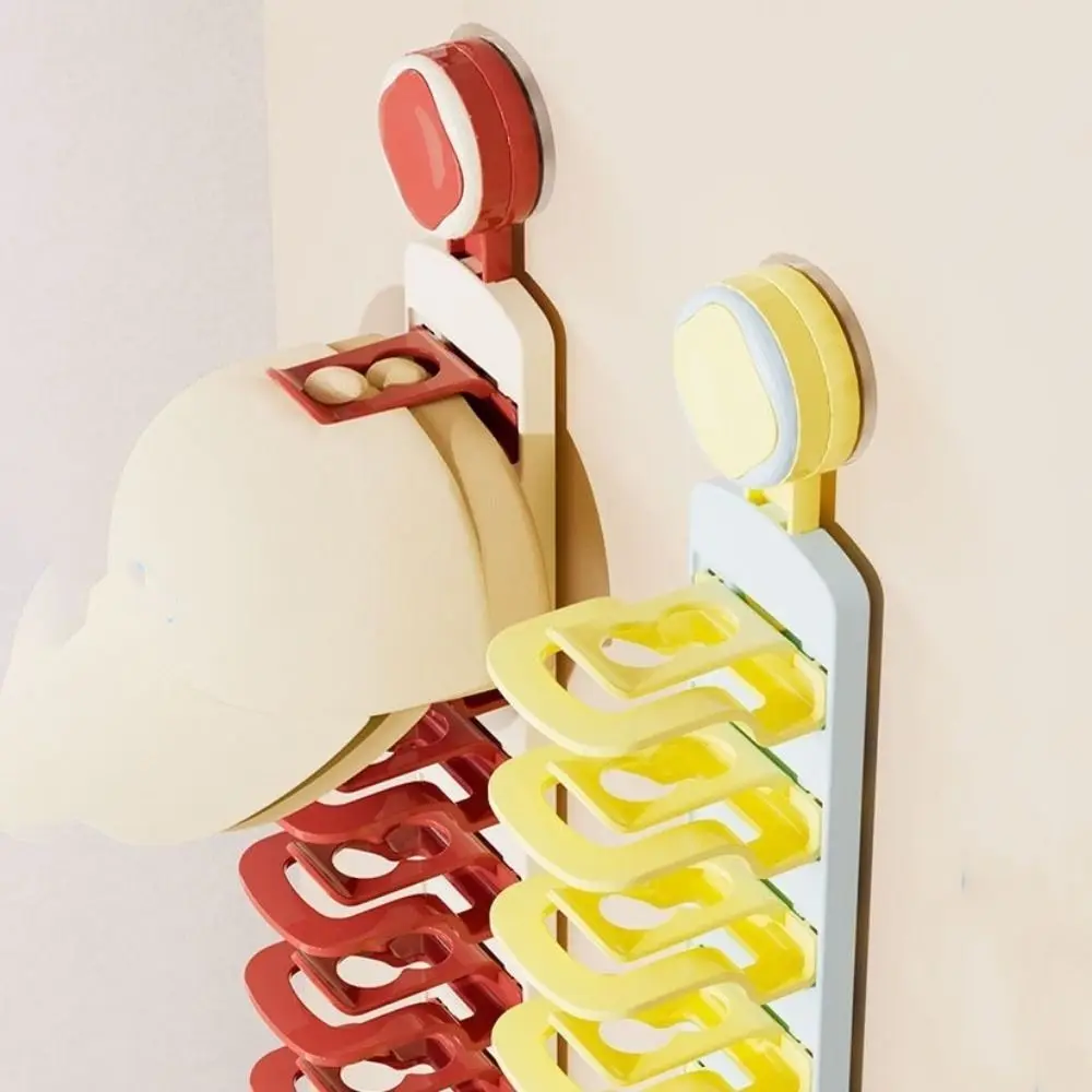 Built-In Spring Clips Suction Cup Hat Display Rack No-Drill Space Saving Hat Storage Clips Large Capacity Wall Mounted Hat Rack