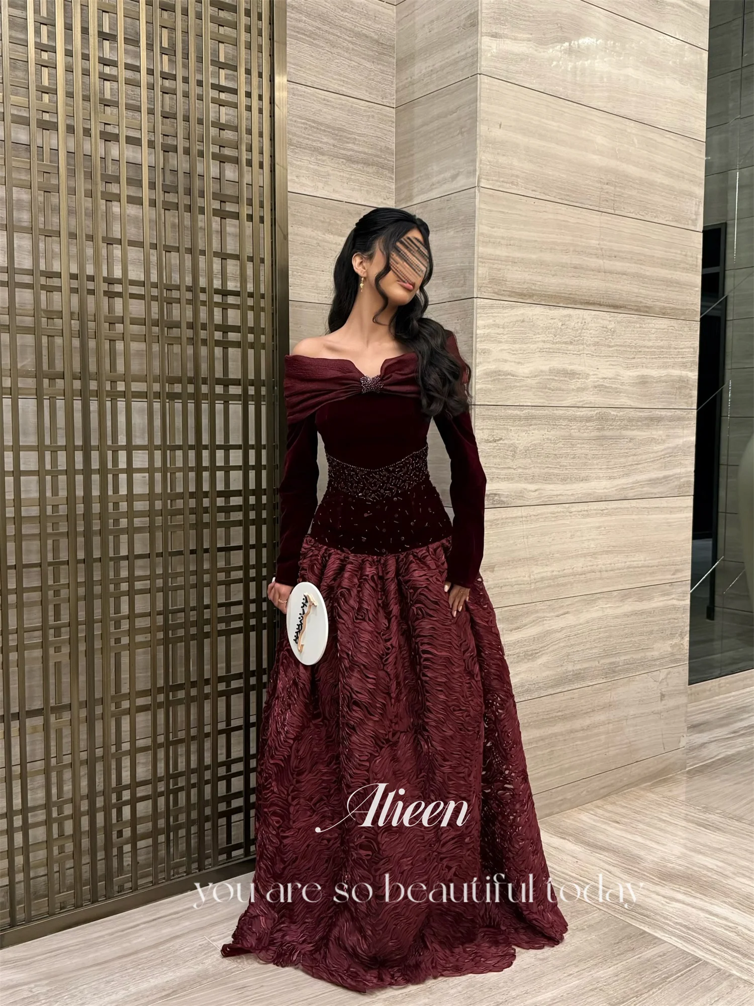 Aileen Maßgeschneiderte luxuriöse Damen-Abendkleider für besondere Anlässe, Vestidos De Festa, elegante Partykleider 2025, Burgunderrot