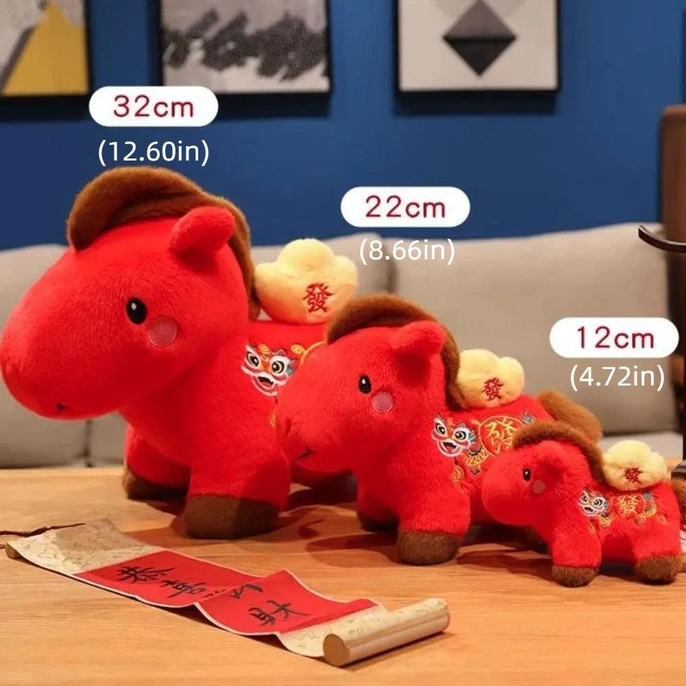 Mignon 2026 cheval en peluche PP coton remplissage année du cheval cheval jouets bonne chance peluche cheval année mascotte Table de chevet