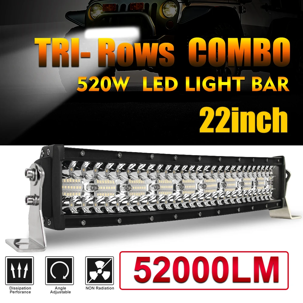 Braveway 42-Inch Curved LED Work Light Bar for Off-Road Vehicles
