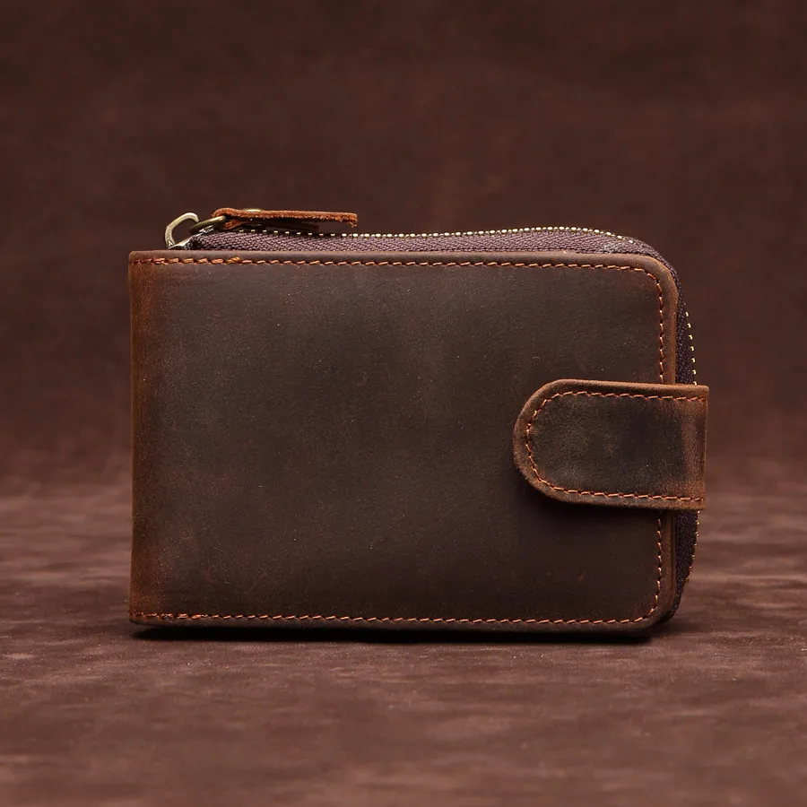 Vintage Style Genuine Leather Men's Wallet Driver License Zipper Accordion Card Holder Cowhide Anti-Theft Driving License Cover