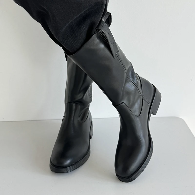 

2026 New Fashion Short Shoes Women's High Quality Genuine Leather Boots Round Head Mid Top Boots Street Style Women's Boots