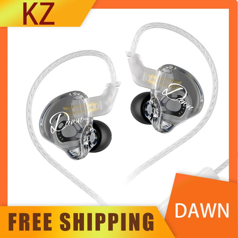 Kz Dawn Earphones With 10mm Wired In-Ear Large-Diameter Dynamic Driver Pure Sound Quality Gaming Esport Earbuds Custom Headsets