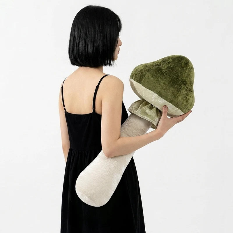 Elegant Velvet Mushroom Plush Large Body Pillow Toy Fuzzy Companion Doll Wonderful Bedroom Living Room Decor Gift Present