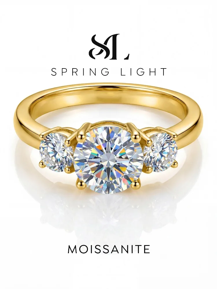 

Brilliant 1CT Shiny Moissanite Diamond Rings For Women Original 925 Sterling Silver Luxury Wedding Fine Jewelry