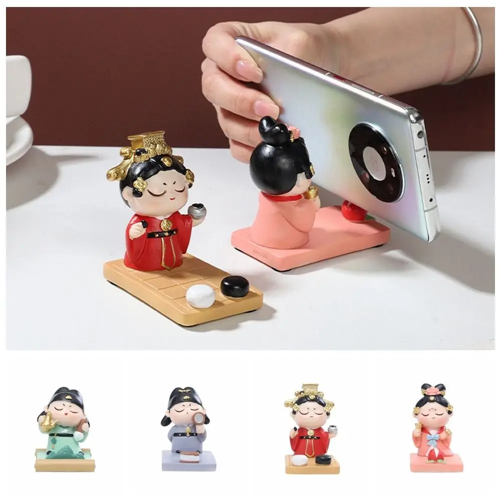 Смола, подставка для телефона в древнем стиле, древняя одежда, противоскользящий держатель для мобильного телефона в китайском стиле, статуя, поделки своими руками