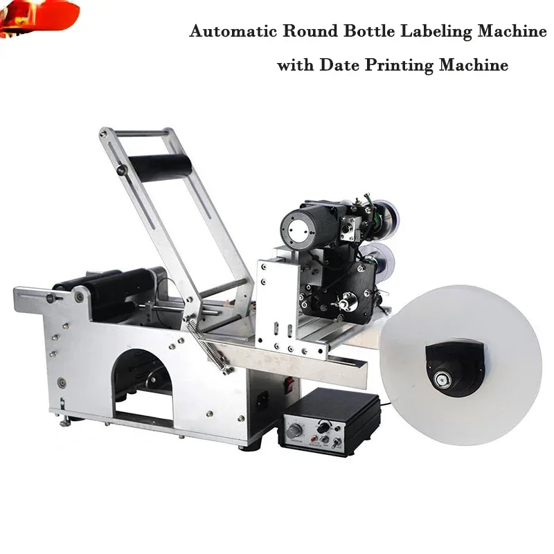 Semi Automatic Labeling Machine Medicine Manual Round Bottle Sticker With Date Printing Machine Self Adhesive Labeler