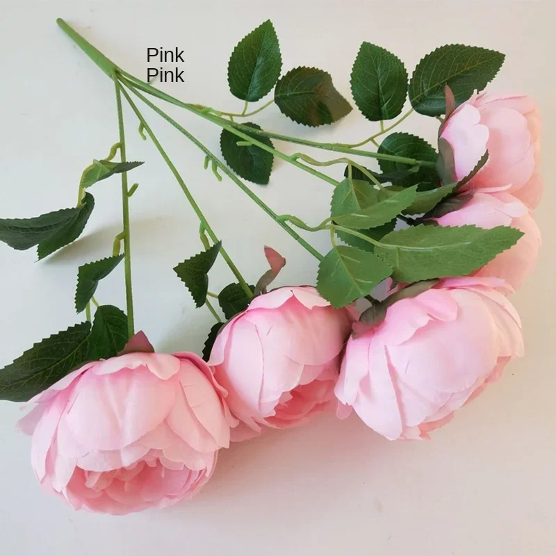 Pink Simulation Artificial Flowers Home Catwalk Wedding Bouquet Silk For Home Party Christmas Decorative Flowers Accessories