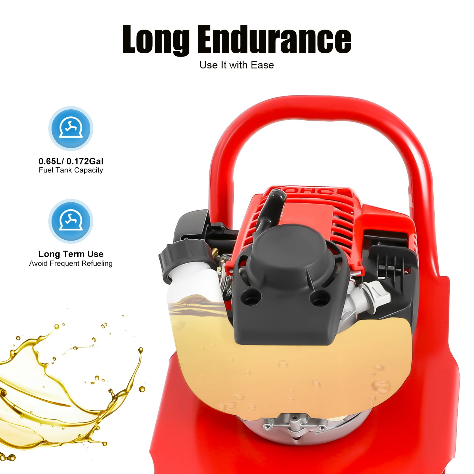 Concrete Vibration Machine 1.2HP 5200r/min Four-Stroke Gasoline Engine Compatible for Concrete Pavement Bridge Deck Leveling