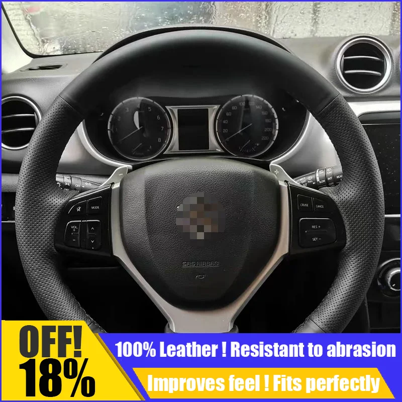 

Leather Car Steering Wheel Cover Fit For Suzuki Vitara Celerio SX4 S-CROSS Swift Sewing Custom interior Diy Auto Car Accessories