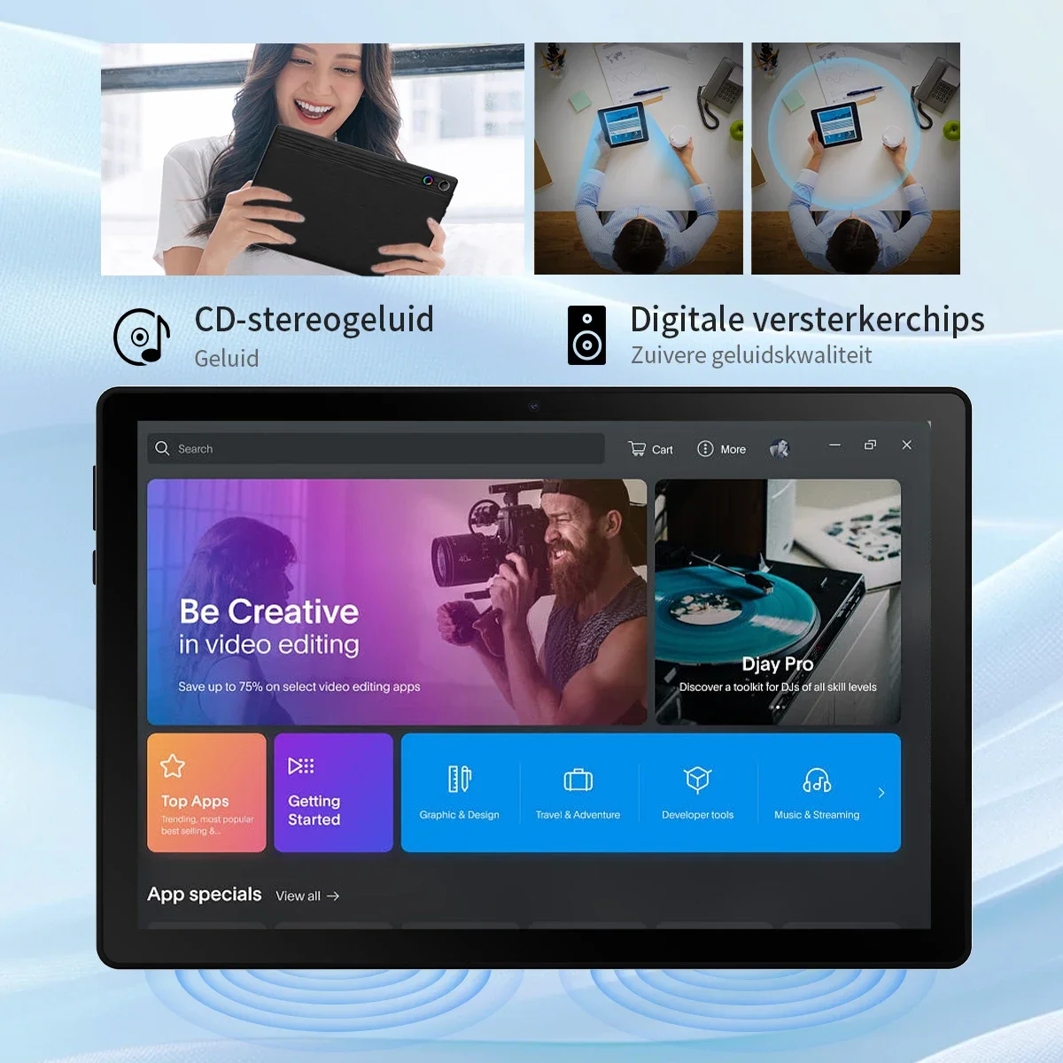 Android14 Tablet 10 Inch 12GB RAM 64GB ROM Expandable 1TB WIFI6 WidevineL1 GMS 5000mAh Stylus Keyboard Mouse Headphones Case Set