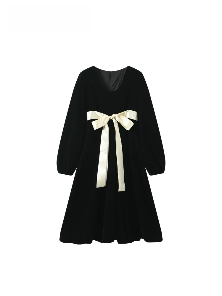 

plus Size Women's V-Ne Long Sve Dr Spring Faionable Versatile High Waist Velvet Ci Commute Suitable Maxi Dr