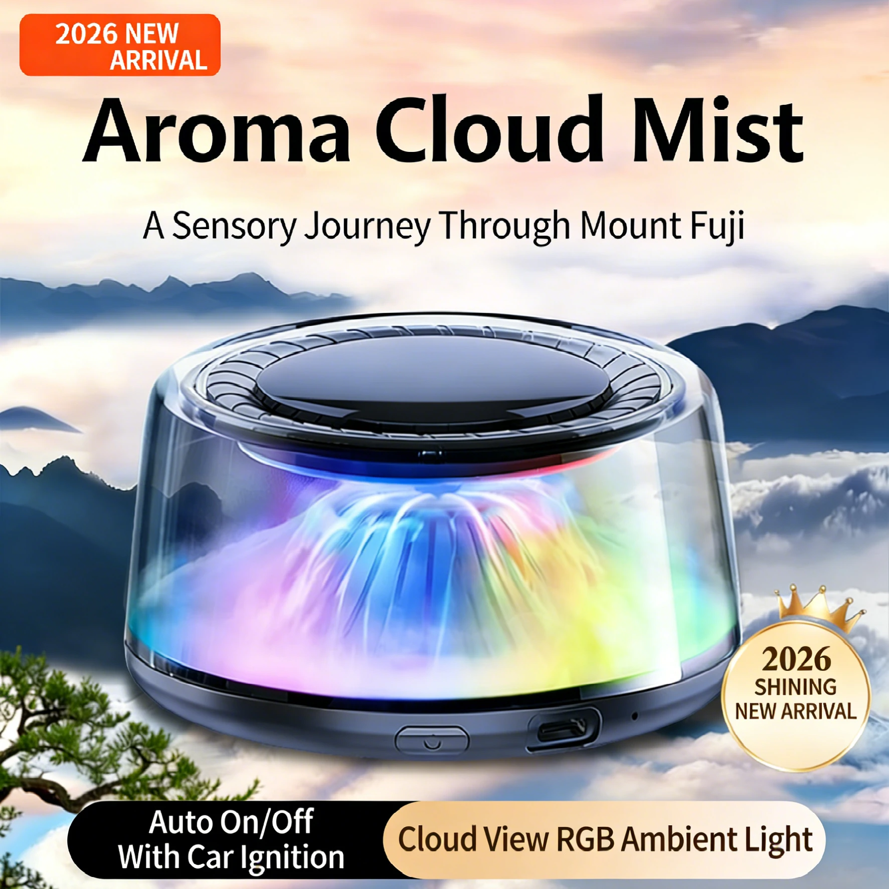 

Car Aroma Air Freshener Creative Vehicle Diffuser Ambient Light Cloud Mist Fragrance ElectricCar Flavoring Good Smell Home Gift