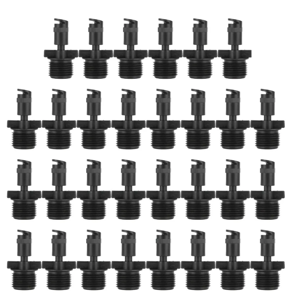 30PCS Durable G1/2 Male Thread Sprinkler Nozzle 180 Degree PP Fan Spray Nozzle Black Micro Sprinkler Head Garden Watering