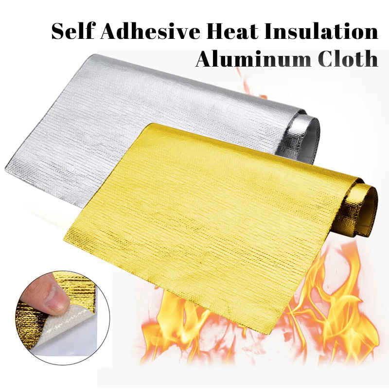 150x30cm Car Insulation Film Heat Protection Mat High Temperature Cloth Resistant Silver Fiberglass Aluminum Foil Film Auto Part