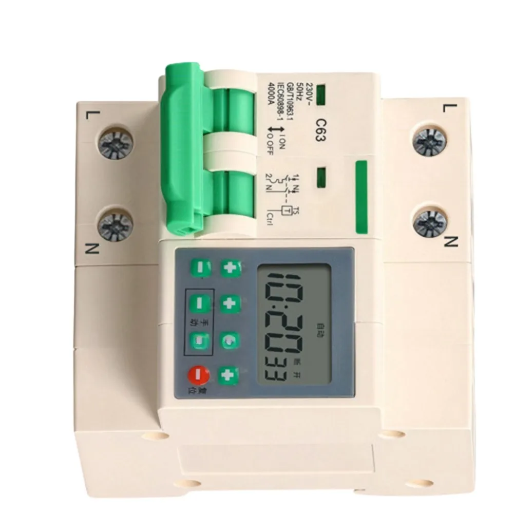 Countdown Circuit Breaker 63A 2-Pole 220V for Water Pumps Timer Switch with Overload and Short Circuit Protection DIN Rail