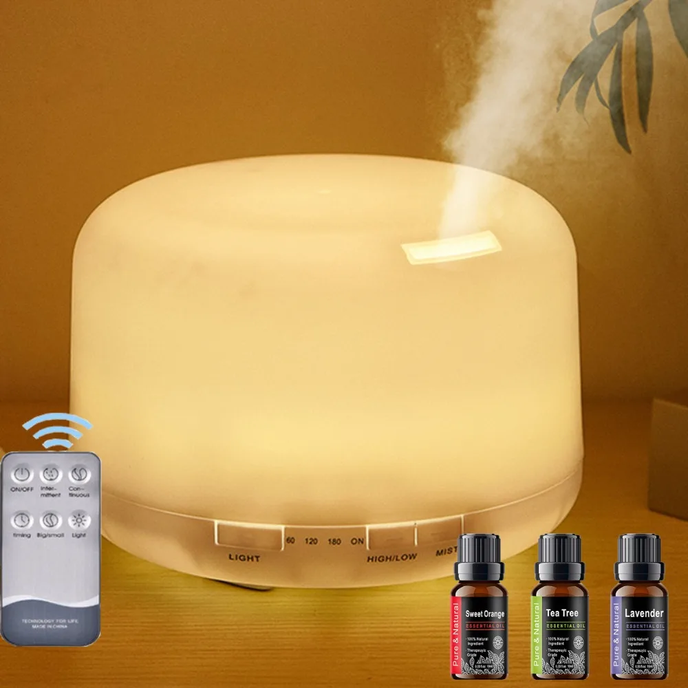 

Smart Diffuser 300ML with App Control (Optional) - 7 Color LED Humidifier + 3 Essential Oils Included